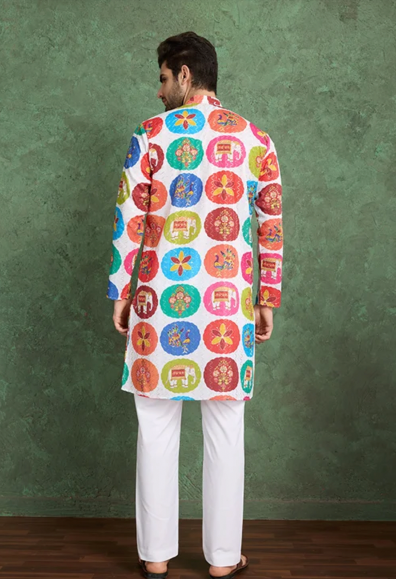 Matrut | Kurta Kraft White Multicolor Kurta Set