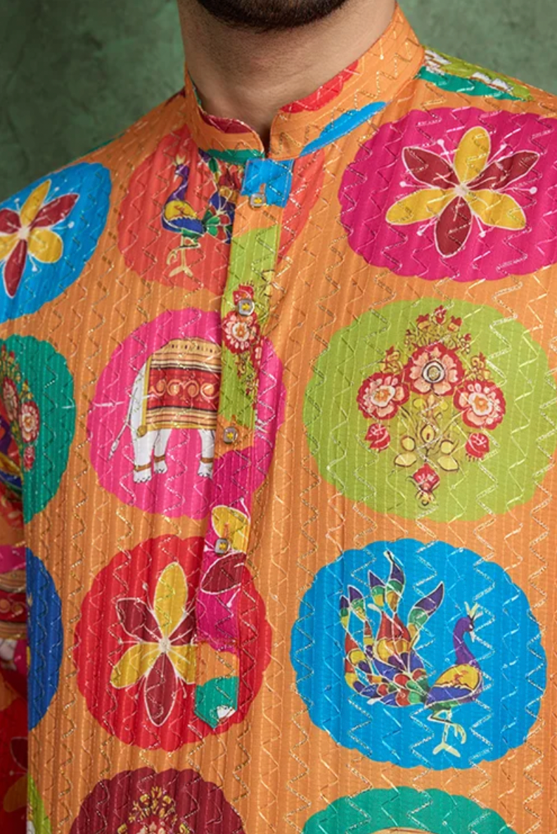 Matrut | Kurta Kraft Orange Multicolor Kurta Set