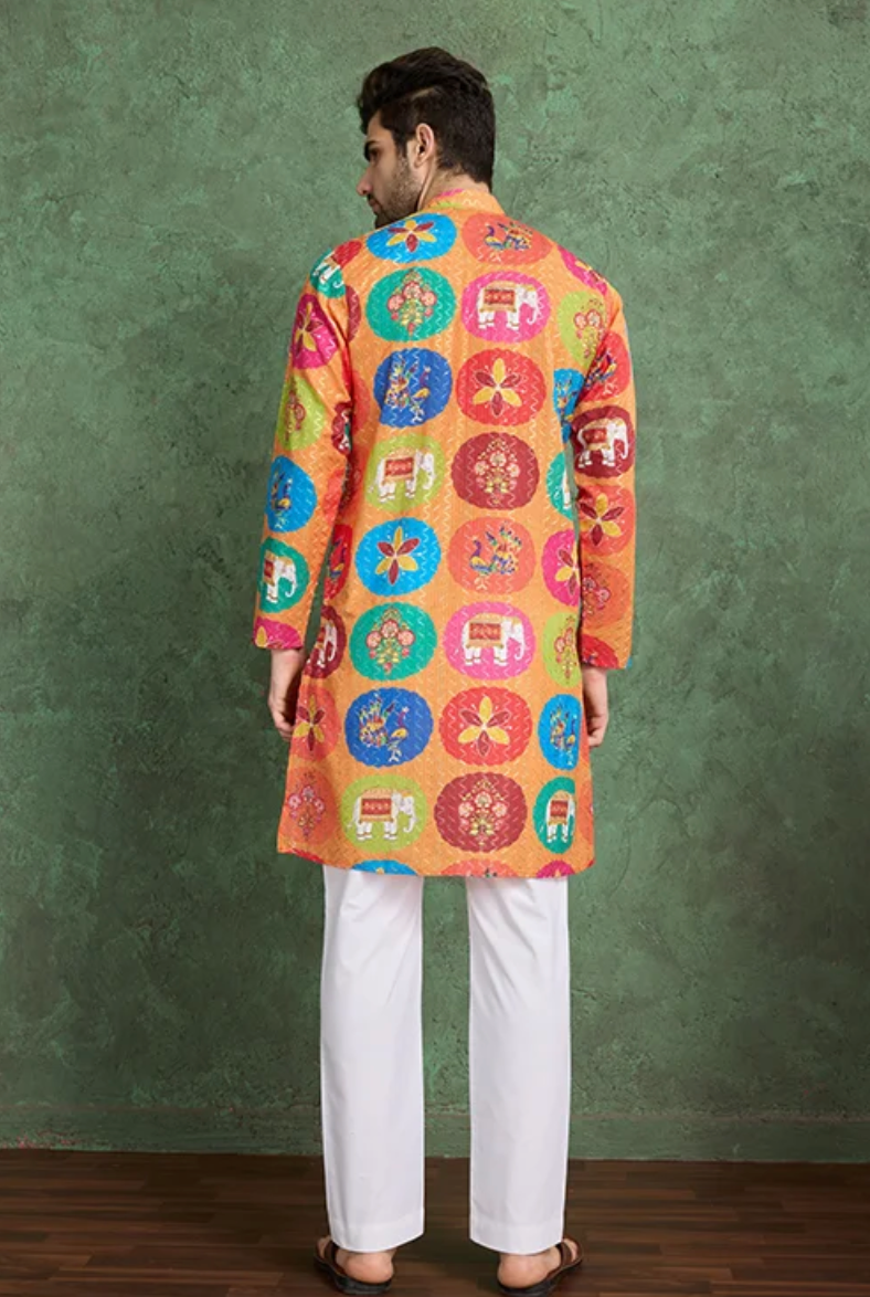 Matrut | Kurta Kraft Orange Multicolor Kurta Set