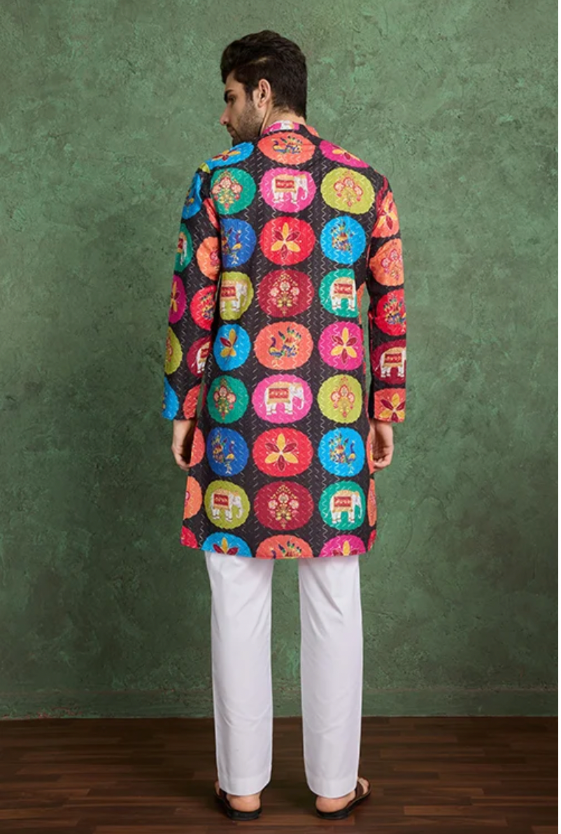 Matrut | Kurta Kraft Black Multicolor Kurta Set