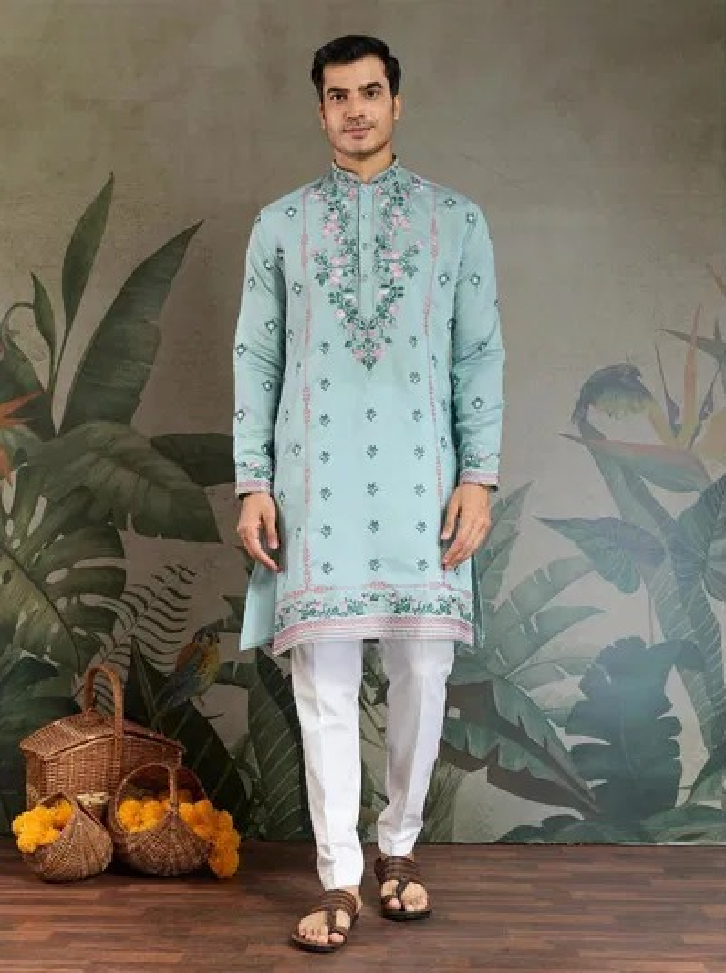 Matrut | Fusion Fits-3 Sky Blue Kurta Set