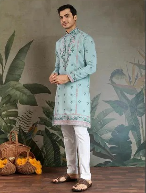 Matrut | Fusion Fits-3 Sky Blue Kurta Set