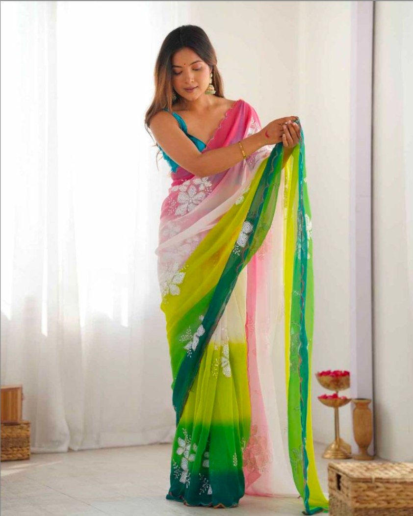 Matrut | Daydream Drift Pink-Multicolor Saree