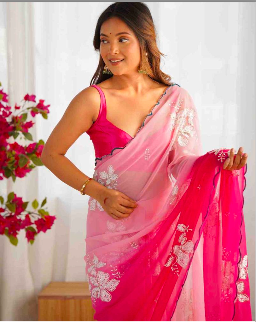 Matrut | Daydream Drift Hot Pink Saree