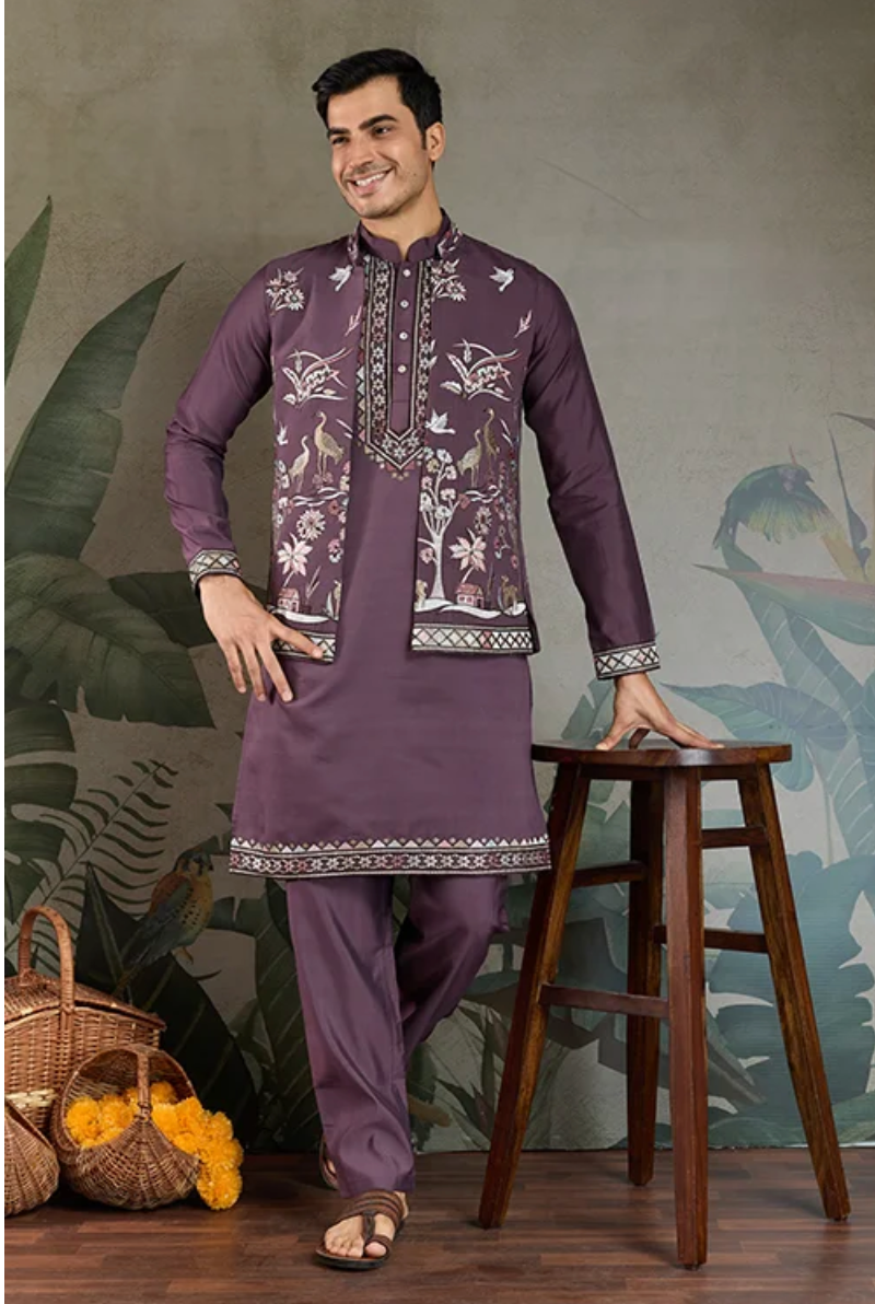 Matrut | Rajwada-2 Rust Purple Kurta Set