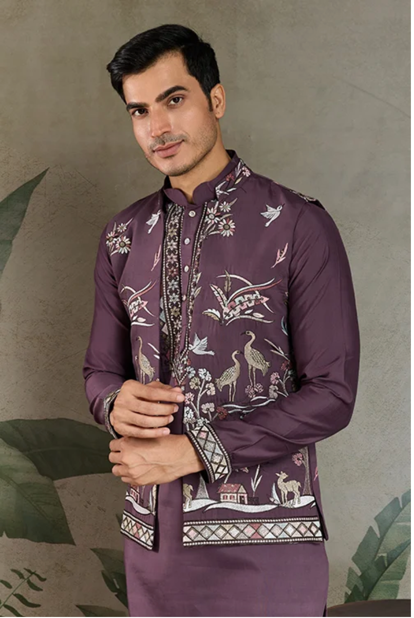 Matrut | Rajwada-2 Rust Purple Kurta Set