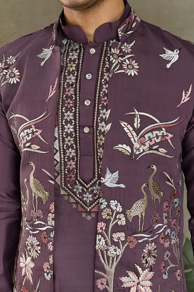 Matrut | Rajwada-2 Rust Purple Kurta Set