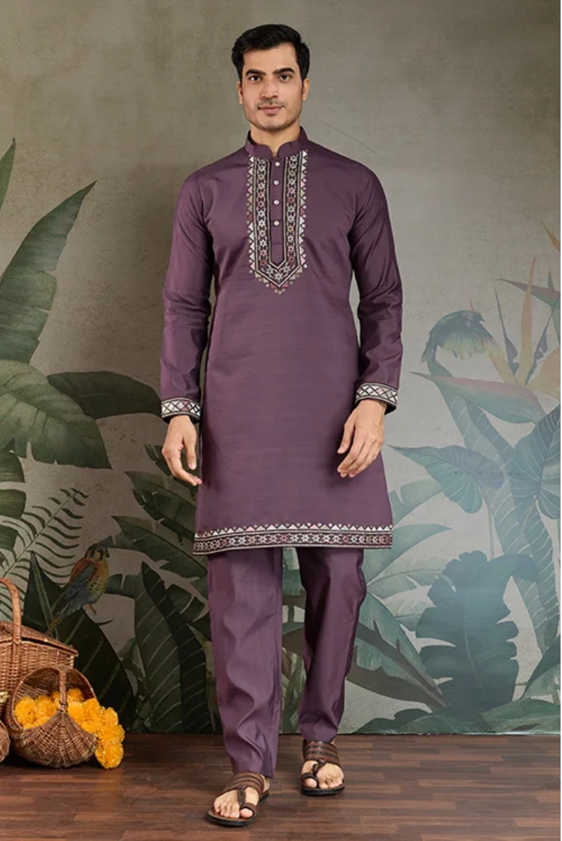 Matrut | Rajwada-2 Rust Purple Kurta Set