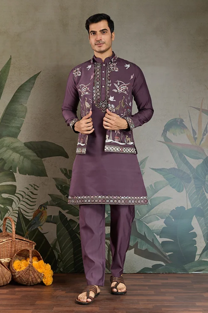 Matrut | Rajwada-2 Rust Purple Kurta Set