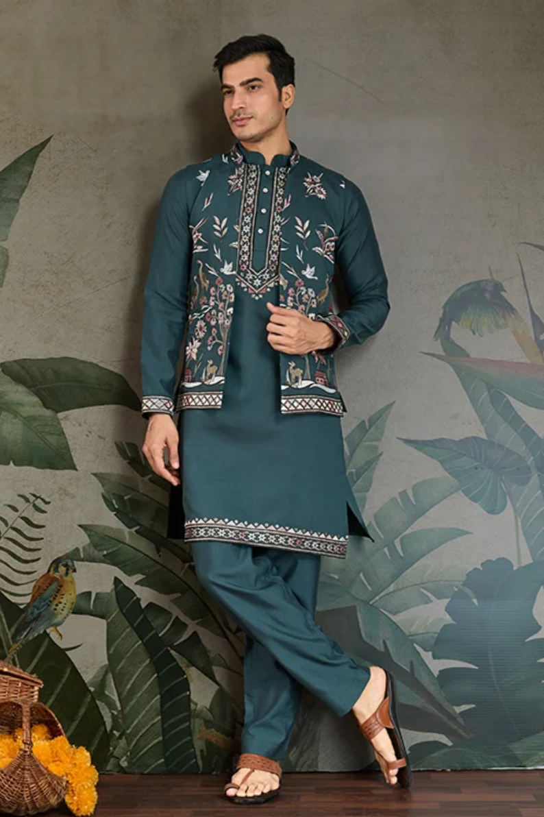 Matrut | Rajwada-2 Peacock Green Kurta Set