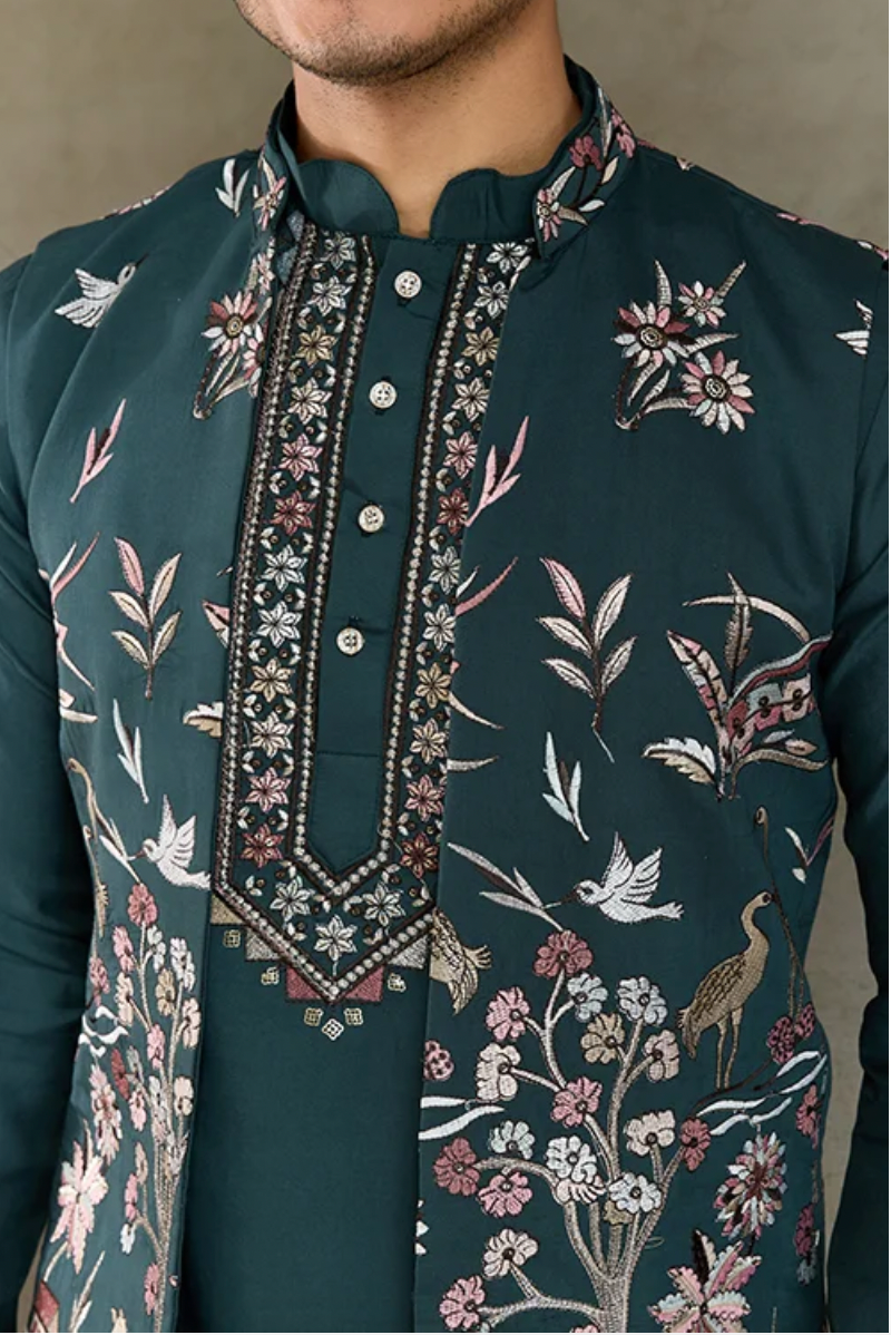 Matrut | Rajwada-2 Peacock Green Kurta Set