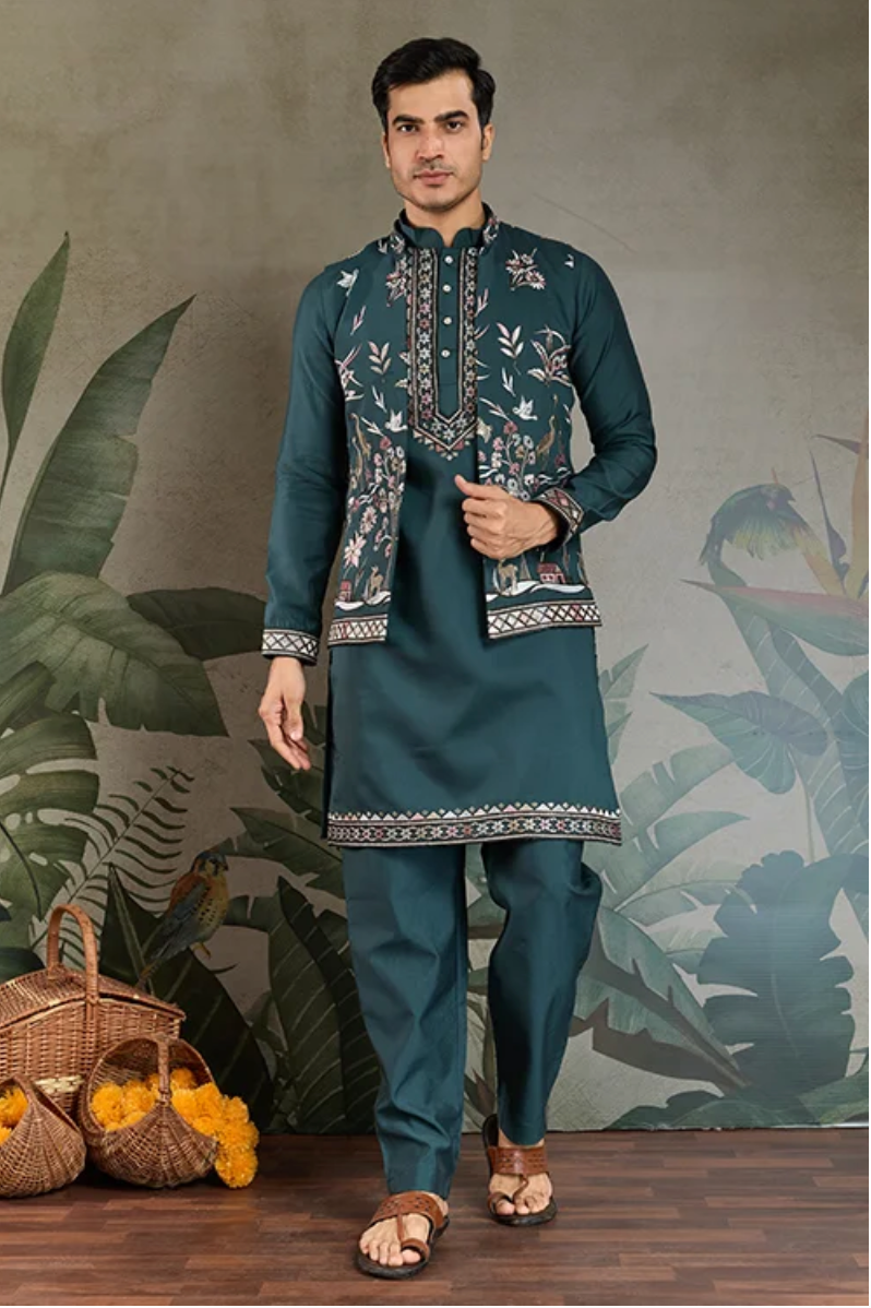 Matrut | Rajwada-2 Peacock Green Kurta Set