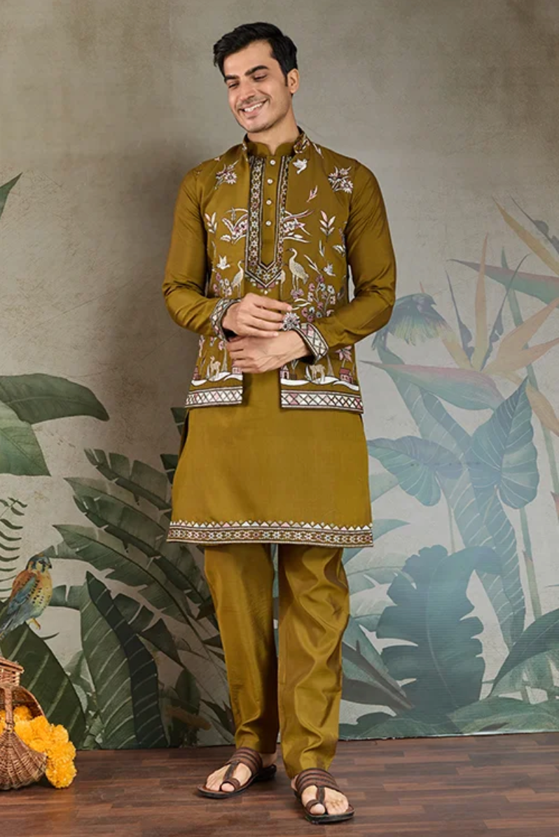 Matrut | Rajwada-2 Golden Olive Kurta Set