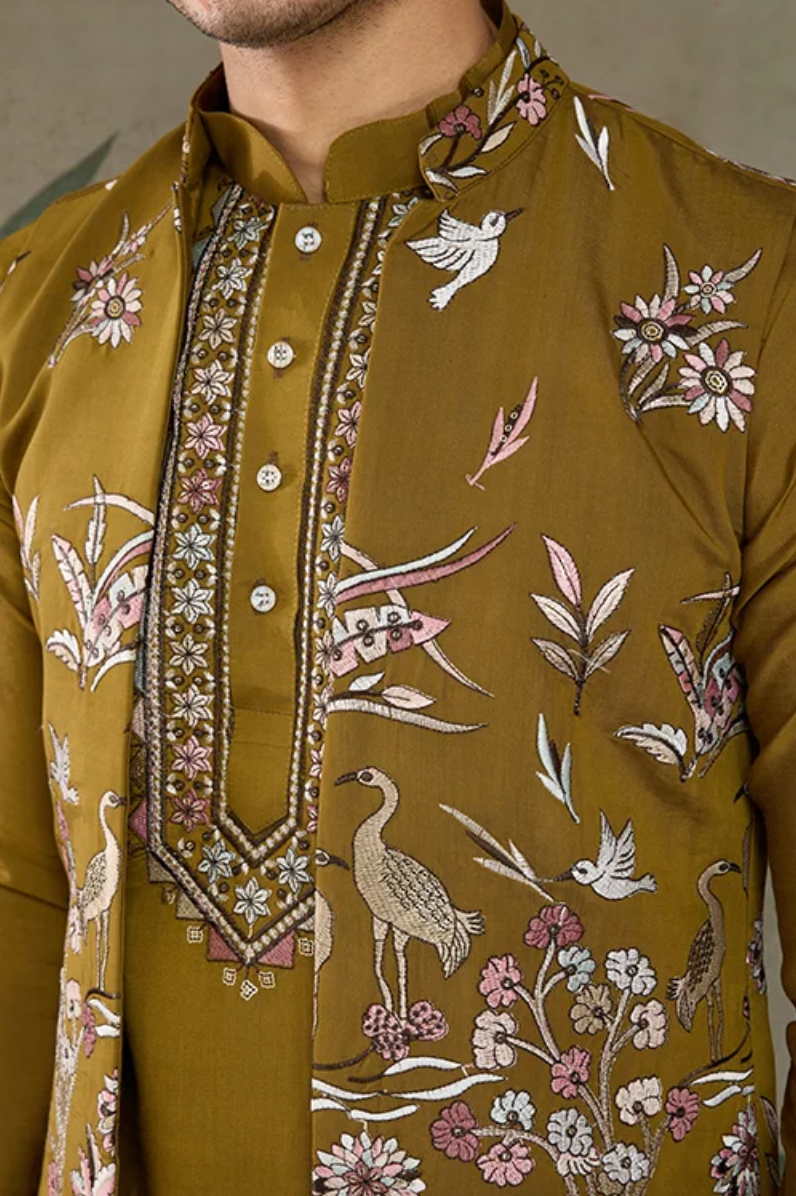 Matrut | Rajwada-2 Golden Olive Kurta Set