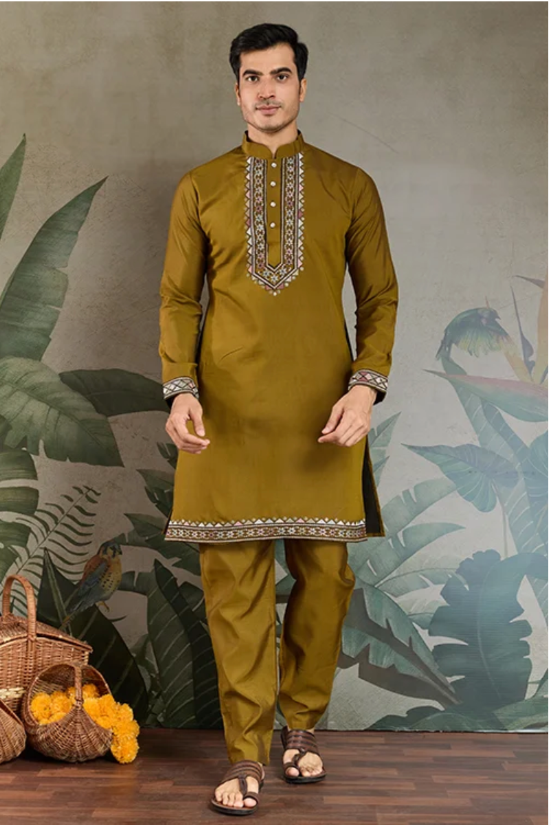 Matrut | Rajwada-2 Golden Olive Kurta Set