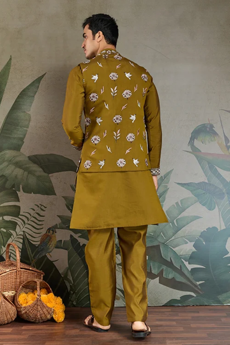 Matrut | Rajwada-2 Golden Olive Kurta Set