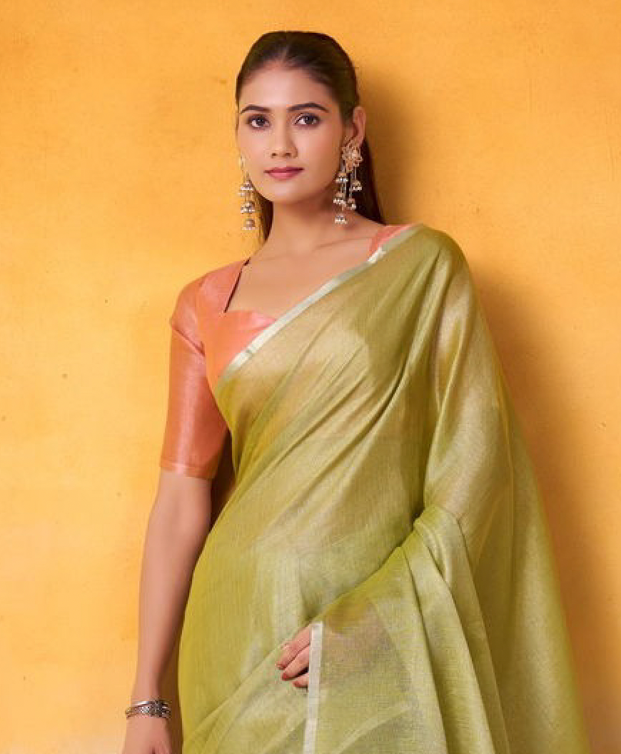 Matrut | Anvika Green-Peach Saree