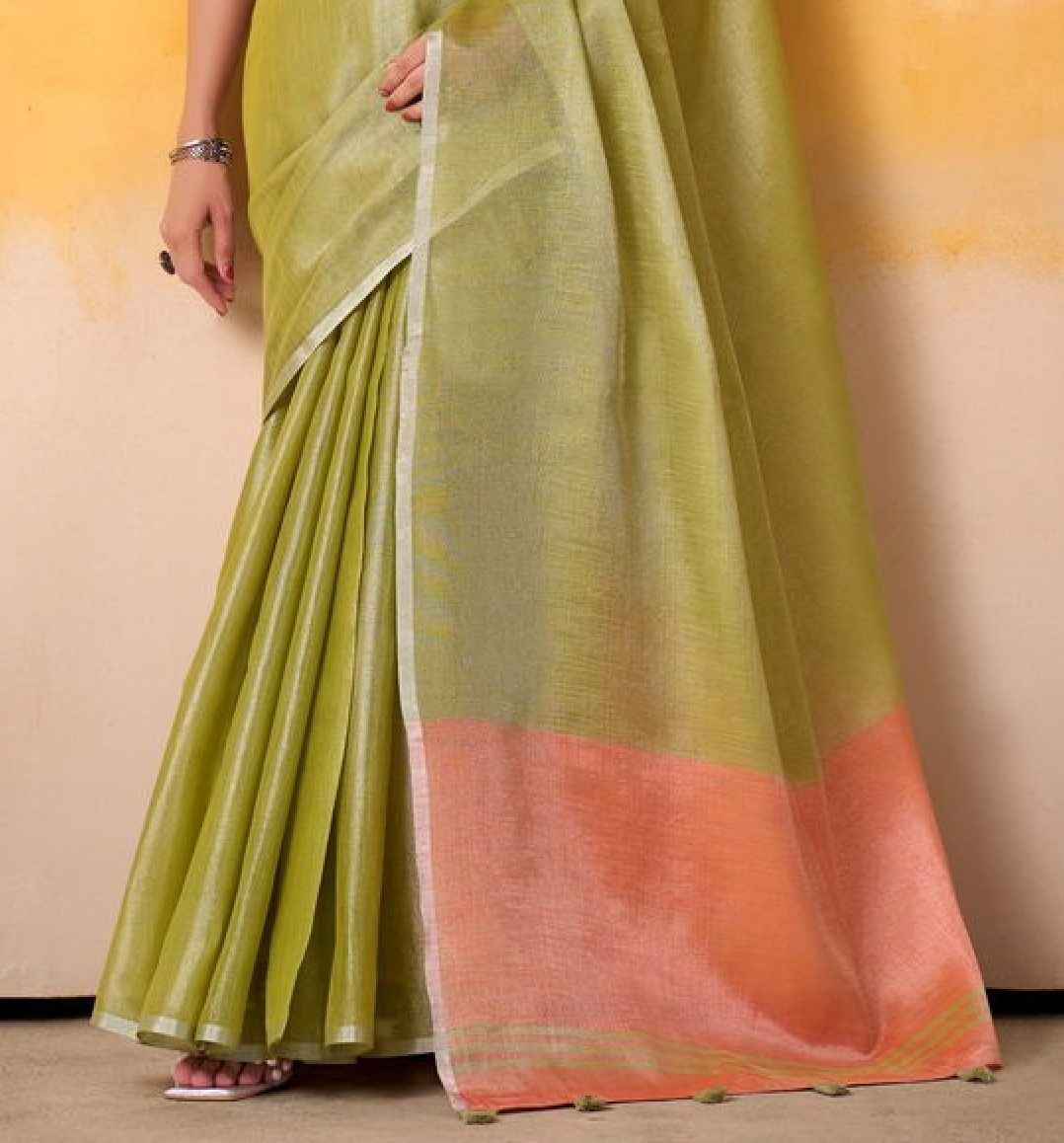 Matrut | Anvika Green-Peach Saree