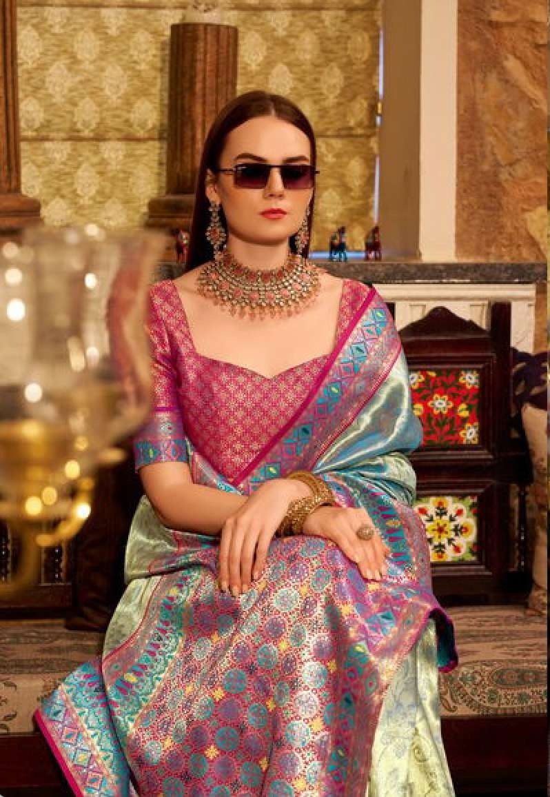Matrut | Keshavam Sky Blue Multicolor Saree