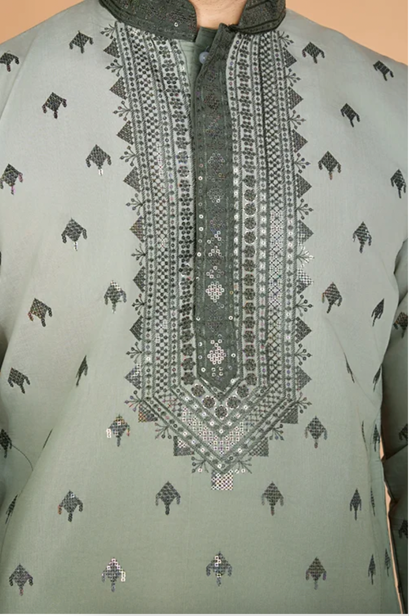 Matrut | Ember Hunter Green Kurta Set