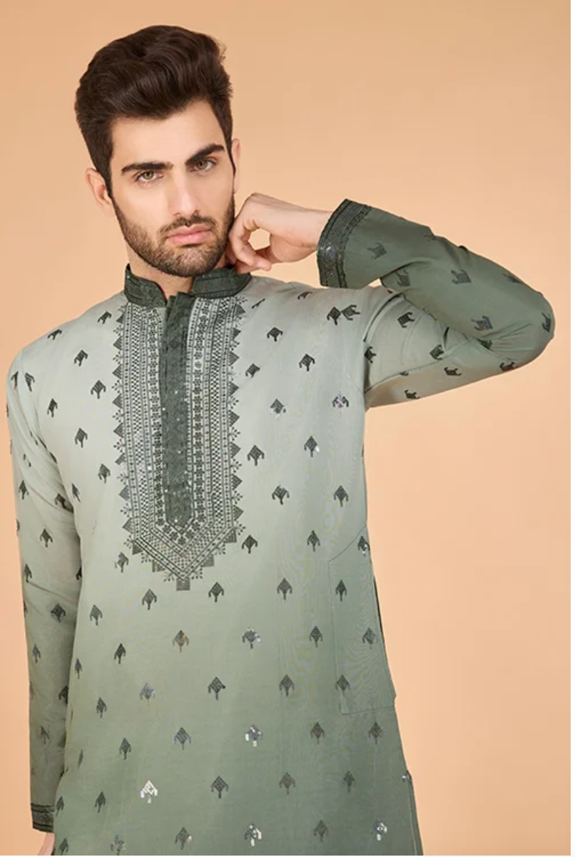 Matrut | Ember Hunter Green Kurta Set