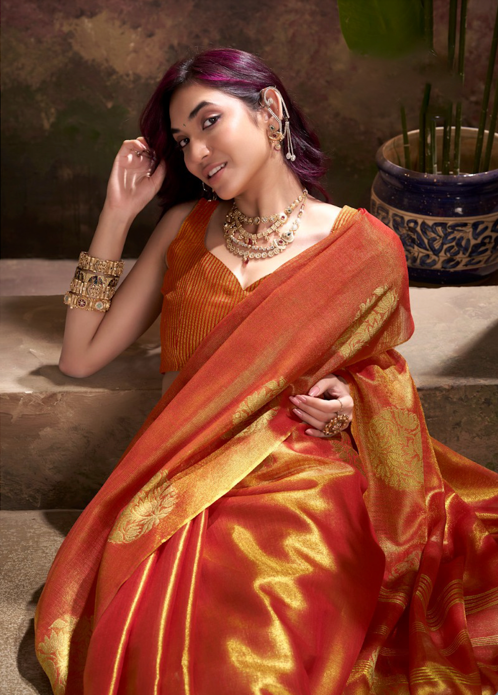 Matrut | Kiri Orange Saree