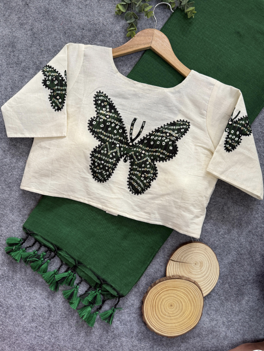 Matrut | Butterfly Green Saree