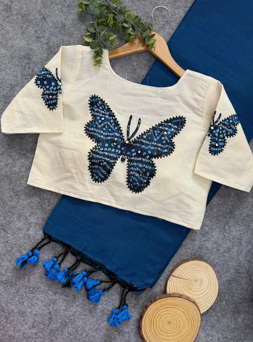 Matrut | Butterfly Navy Blue Saree