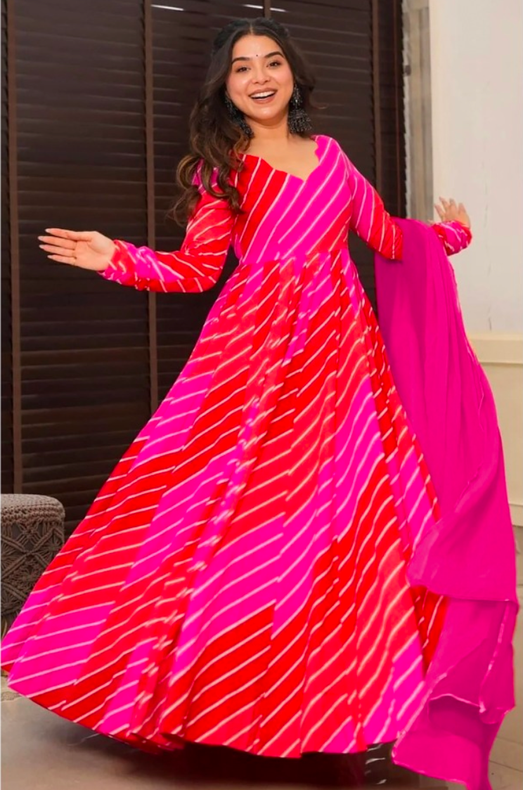 Matrut | Shayara Hot Pink-Red Gown