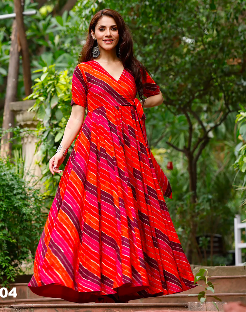 Matrut | Shayara Orange Multicolor Gown