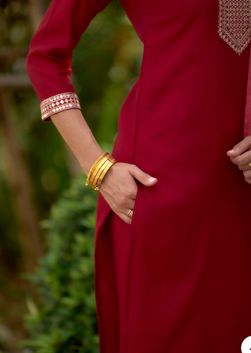 Matrut | Divine Bliss Cherry Red Straight Suit
