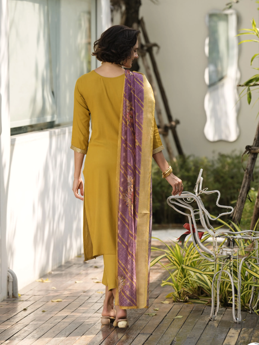 Matrut | Divine Bliss Mustard Straight Suit
