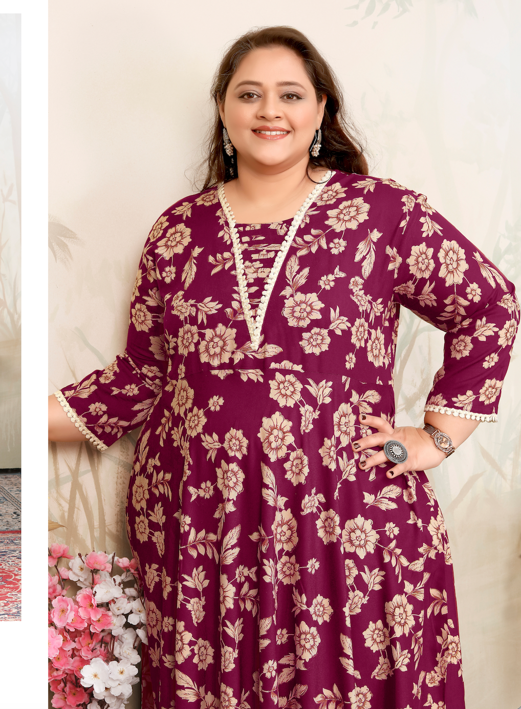 Matrut | Joyous Wine Floral Long Dress