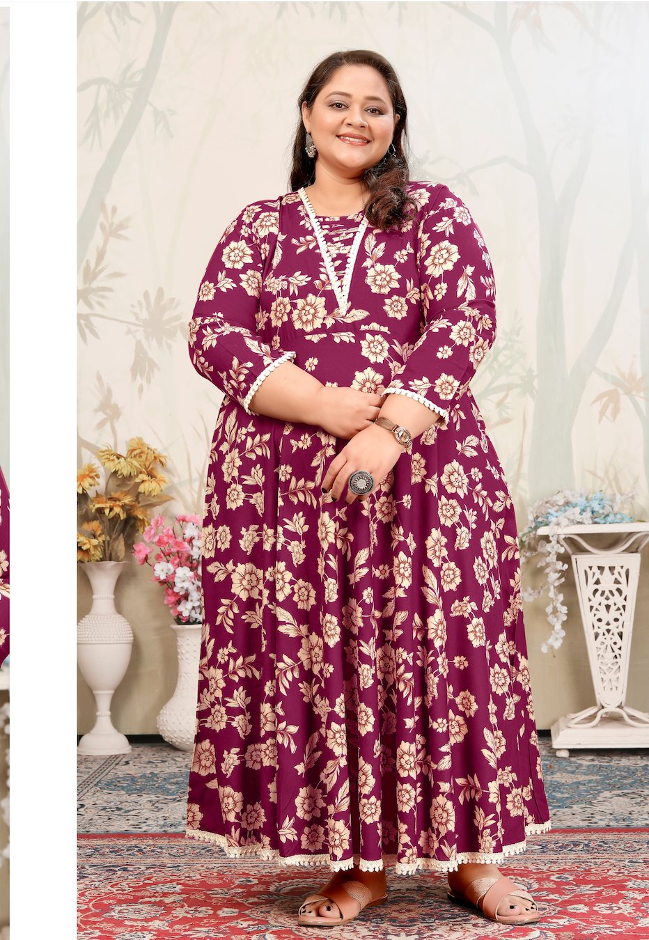 Matrut | Joyous Wine Floral Long Dress