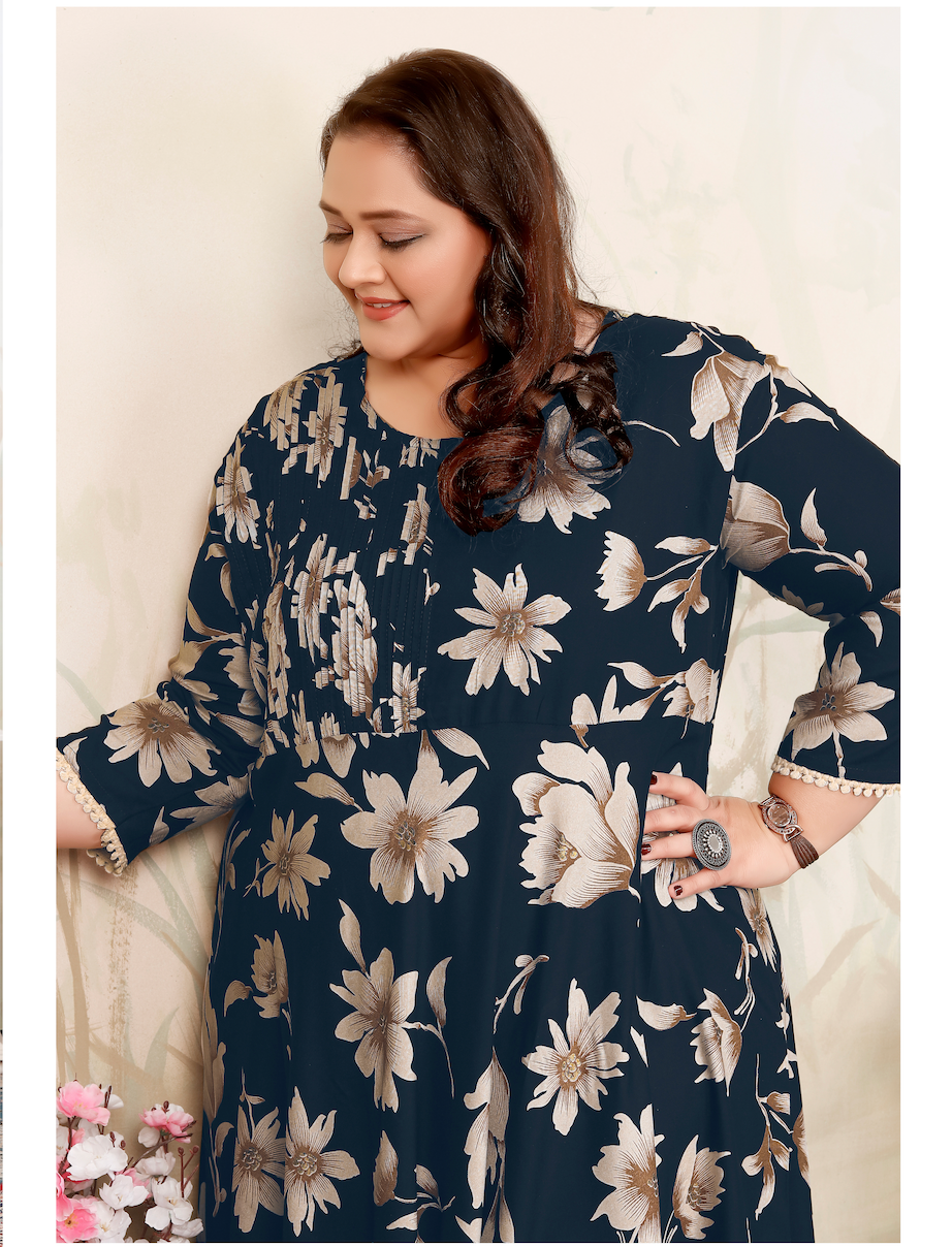 Matrut | Joyous Navy Floral Long Dress
