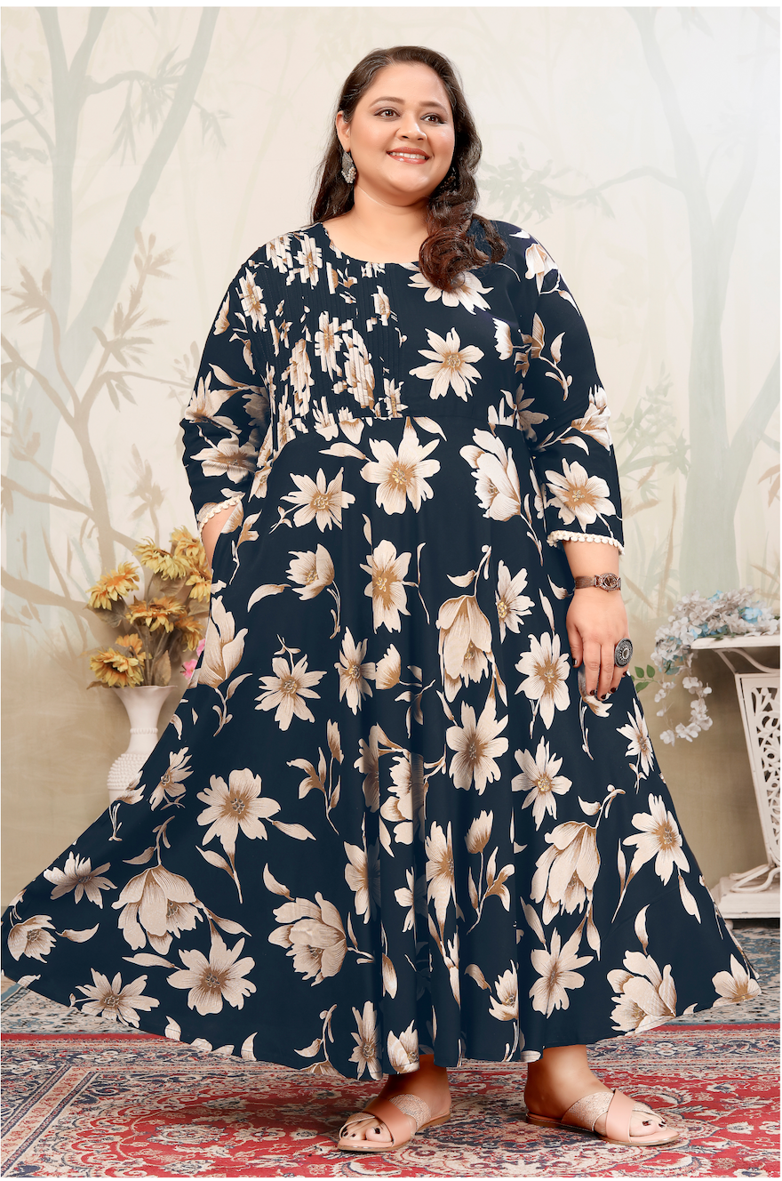 Matrut | Joyous Navy Floral Long Dress