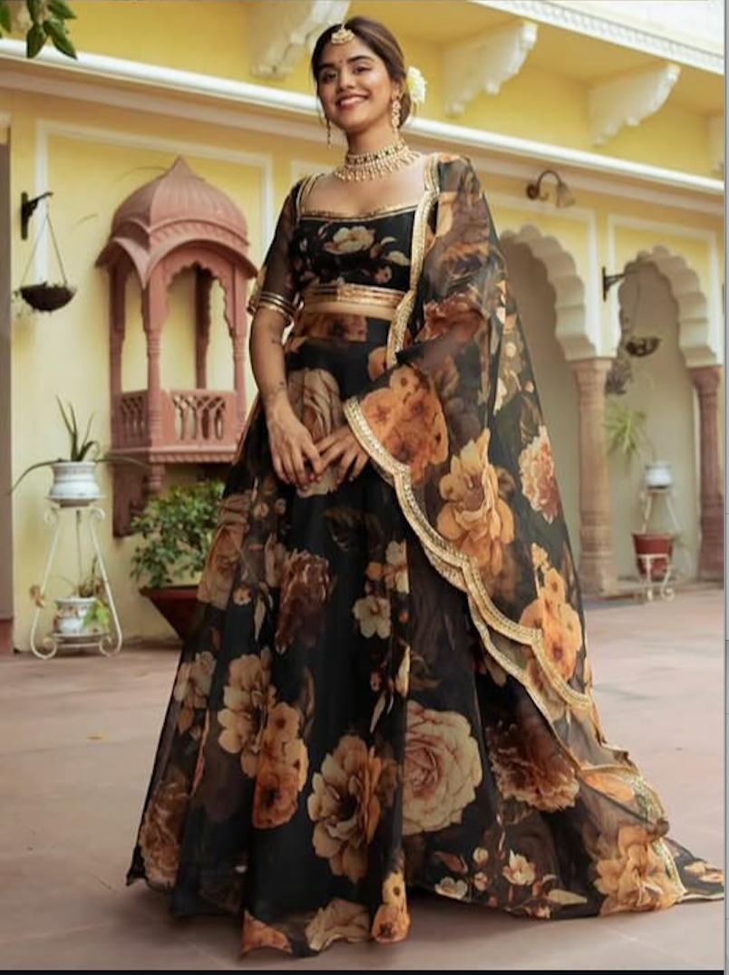 Matrut | Darling Black Floral Lehenga