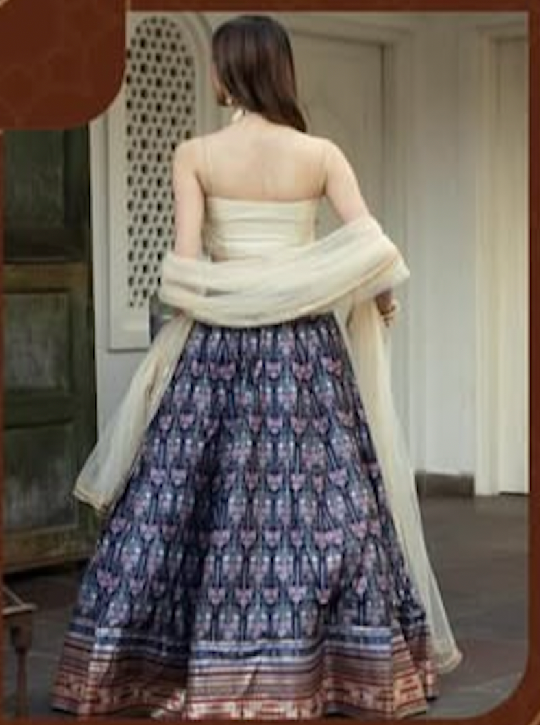 Matrut | Darling Cream-Blue Lehenga