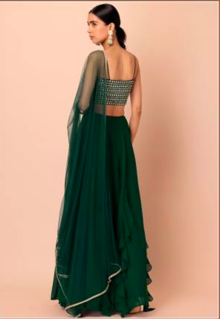 Matrut | Sunehri Glam Green Lehenga Set