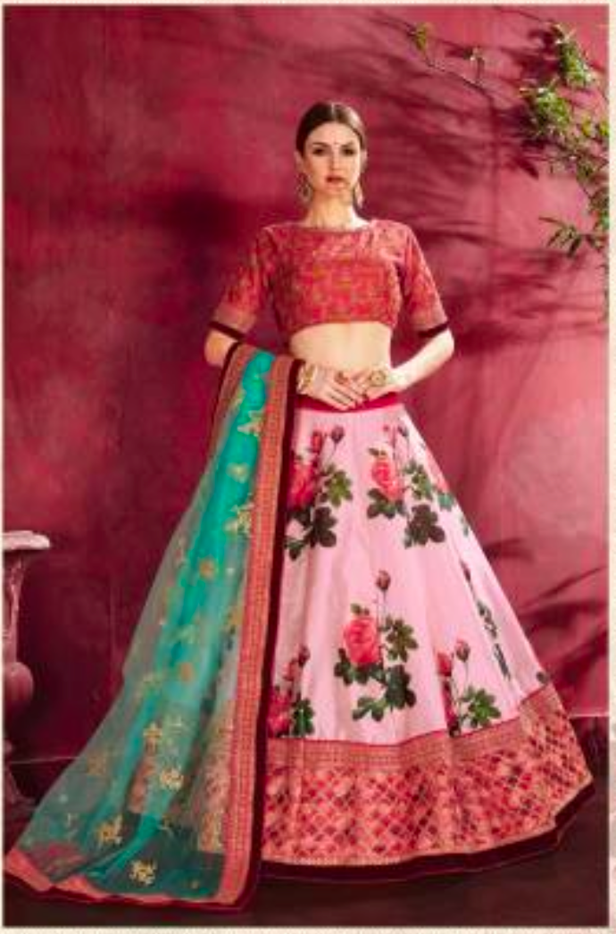 Matrut | Carnations Rose Pink Lehenga