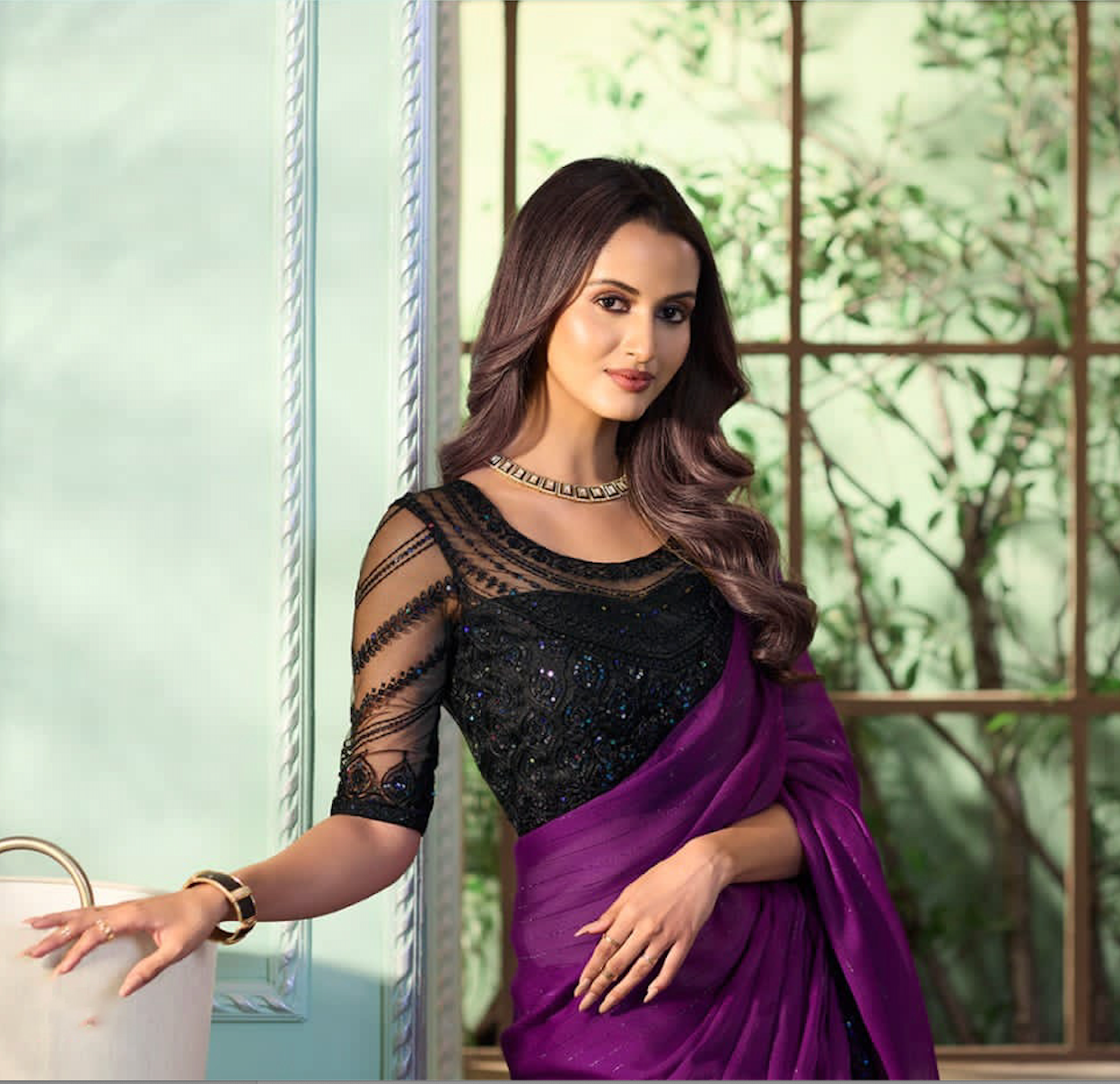 Matrut | Ehsaas Purple-Black Saree