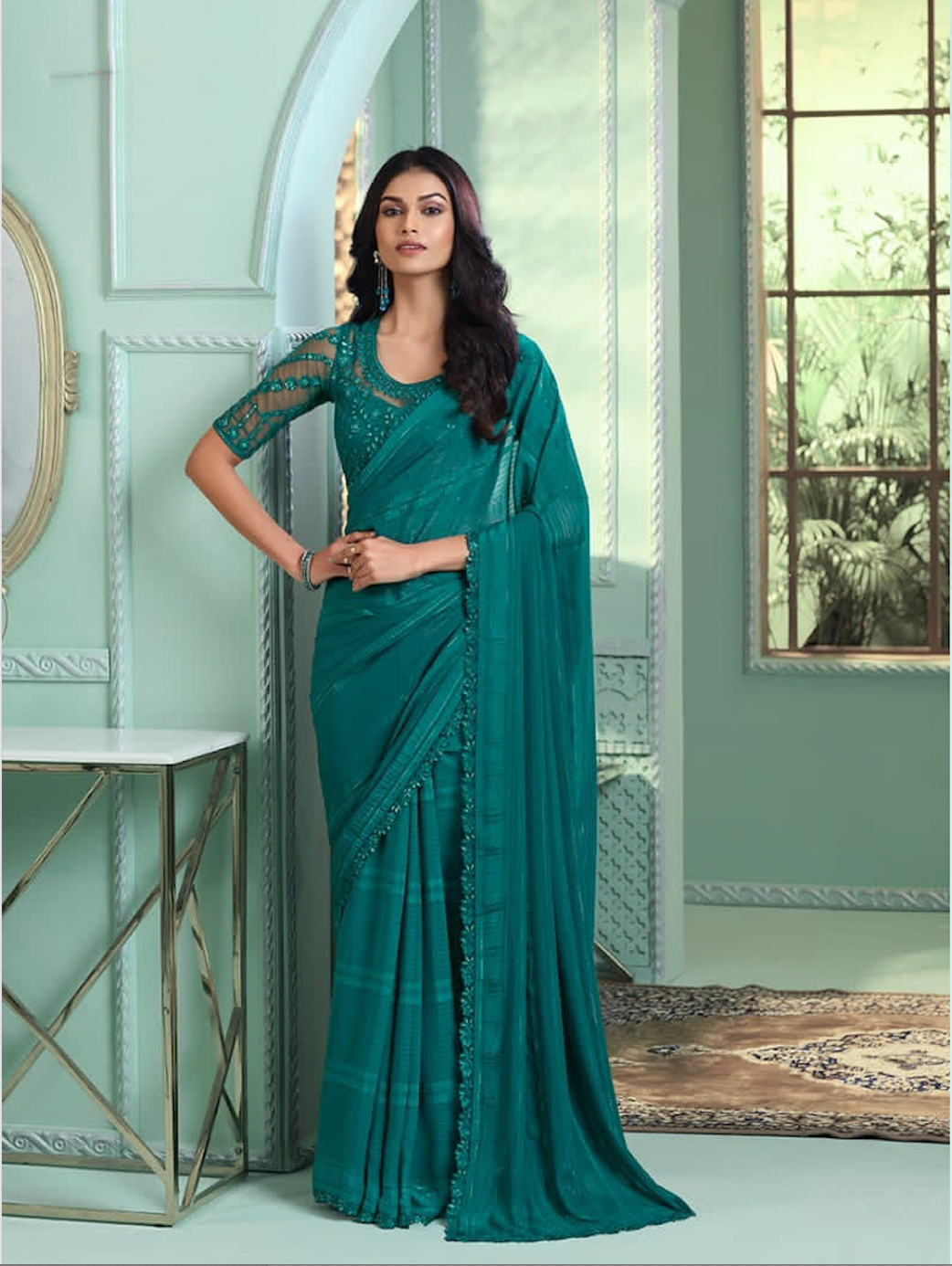 Matrut | Ehsaas Teal Blue Saree
