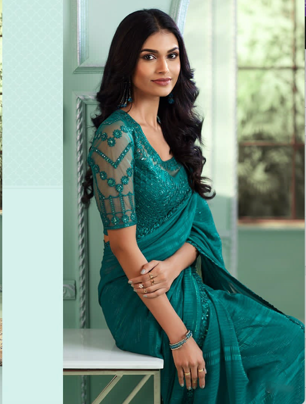 Matrut | Ehsaas Teal Blue Saree