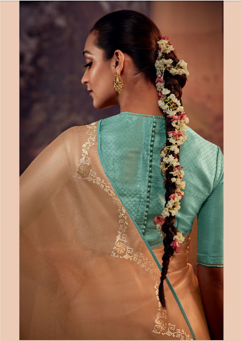 Matrut | Hit Volume Peach-Sea Green Saree