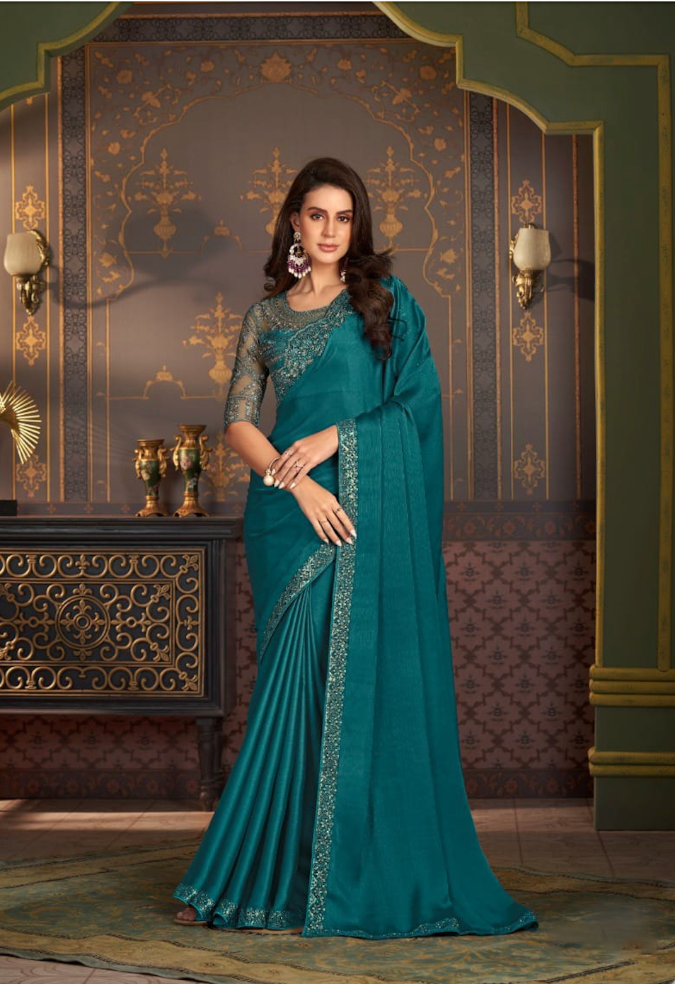 Matrut | Shehnai Peacock Blue Saree
