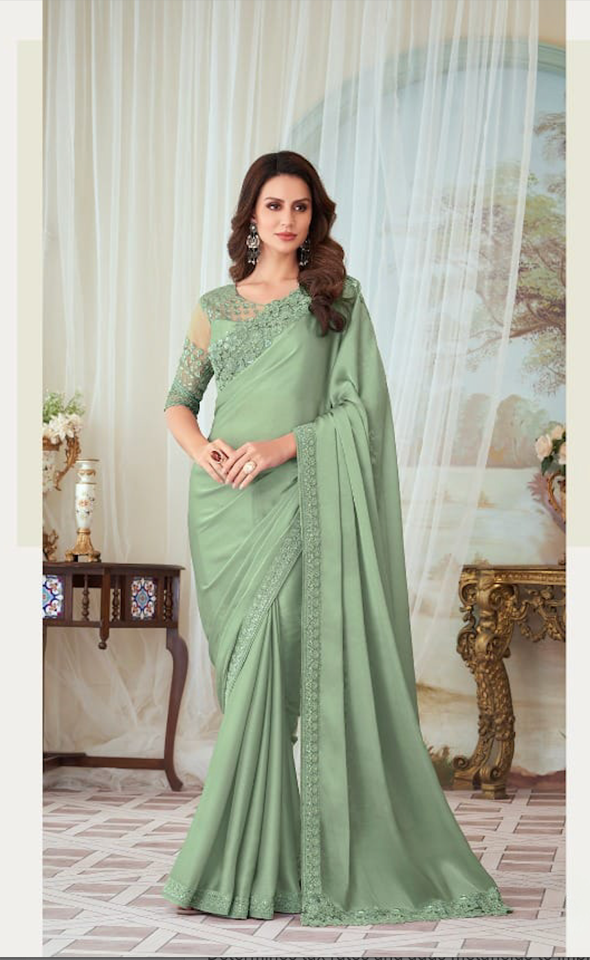 Matrut | Shehnai Mint Green Saree