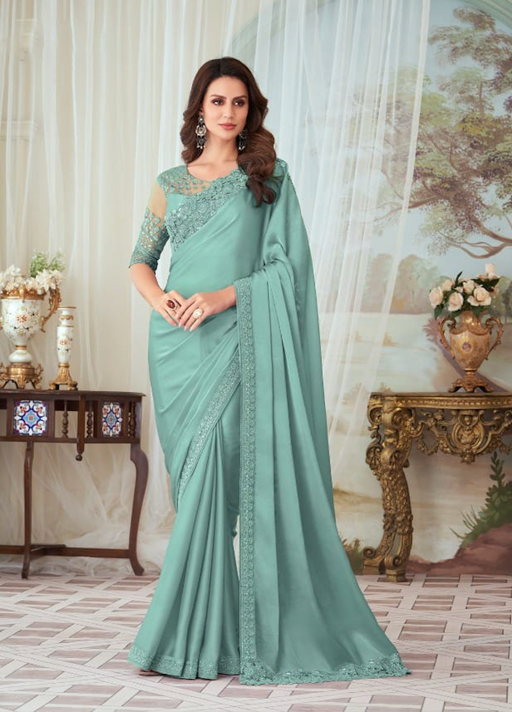 Matrut | Shehnai Sea Green Saree