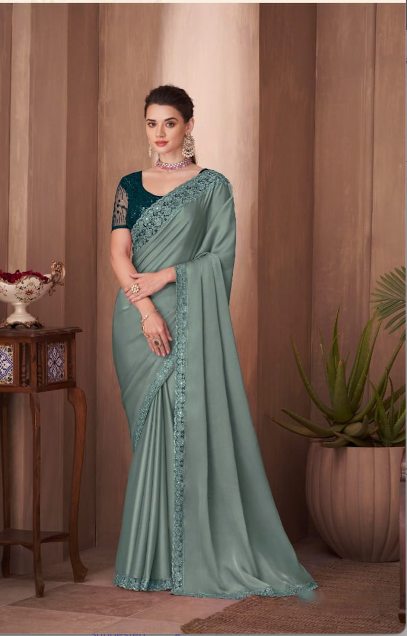 Matrut | Shama Seafoam Blue Saree