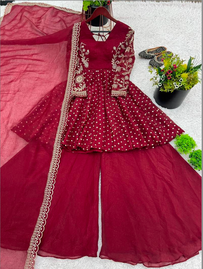 Matrut | Ruhi Cherry Red Anarkali Suit