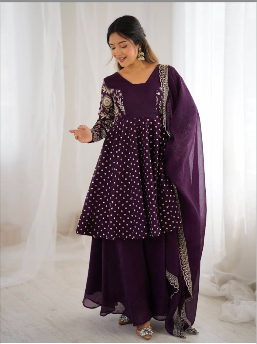 Matrut | Ruhi Wine Anarkali Suit